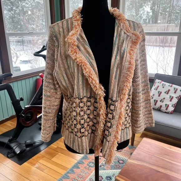 Chico's Orange and Blue Fringe Blazer - Picture 1 of 7